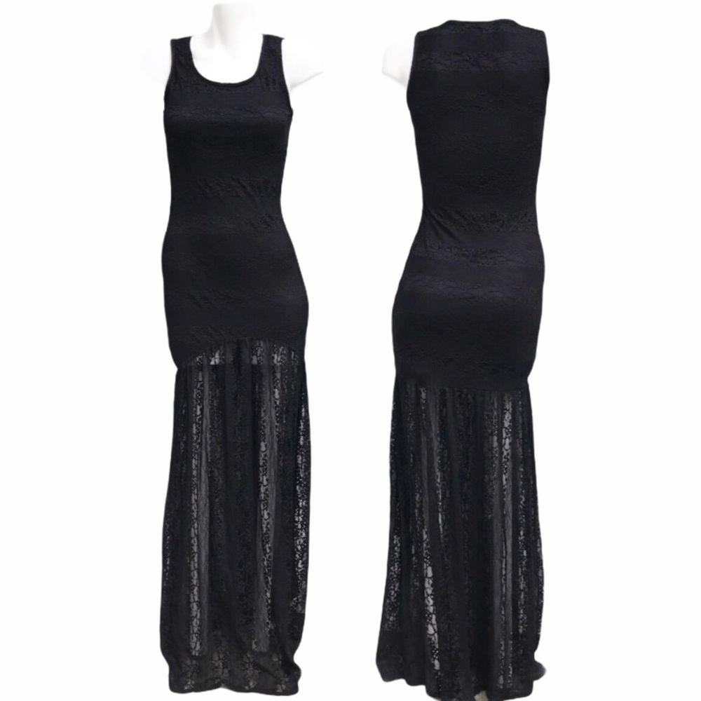 Alt. B Black Lace Long Dress